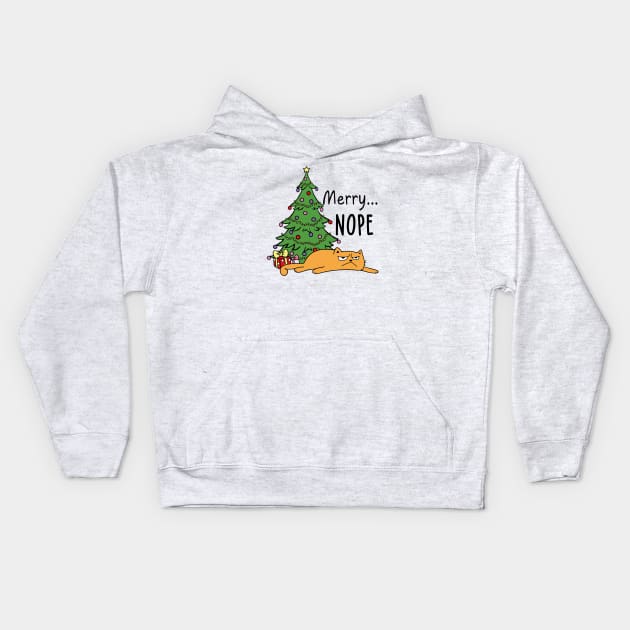 Merry Nope - Angry Cat Kids Hoodie by Pop Cult Store